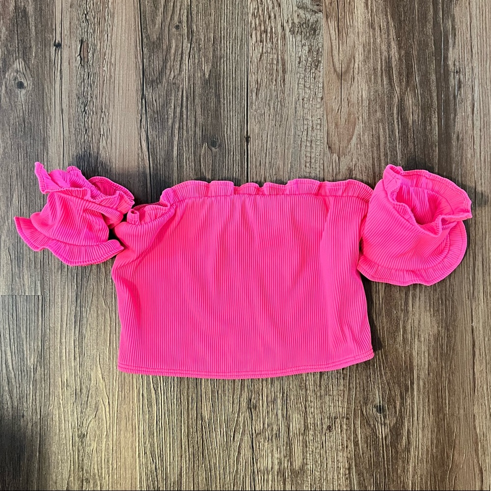 RARE NWOT Beach Riot Deadstock Ribbed Off Shoulder Bikini Tankini Crop Top S